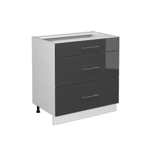 Badeværelsesskab Fame-Line Antracit højglans 80 x 82 cm med 3 skuffer, uden bordplade Vicco