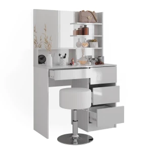 Stół toaletowy Sherry Biały 90 cm z taboretem Vicco