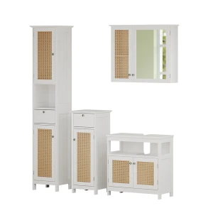 Set di mobili da bagno Rosario Bianco 4 parti, con armadio alto Vicco
