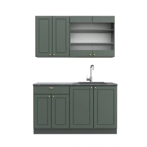 Singlekøkken Fame-Line Grøn-Guld Country House/Anthracit 140 cm , BP Antracit Vicco