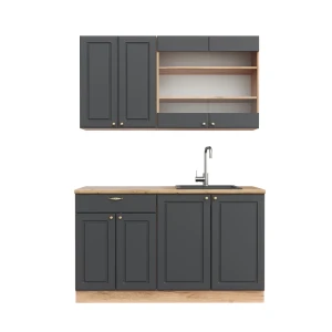 Singlekøkken Fame-Line Antracit Country House/Guld Kraft Eg 140 cm uden bordplade Vicco