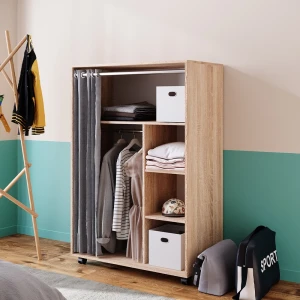 Kleiderschrank Doros Sonoma 100 x 146.6 cm mit Rollen livinity®