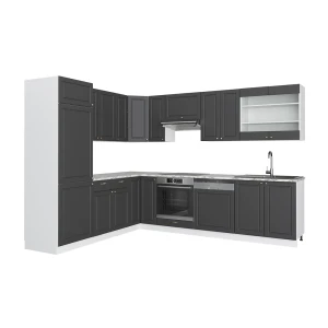 Hjørnekøkken Fame-Line Antracit-guld/hvid 287 x 46 cm uden bordplade Vicco