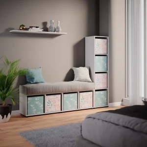 Raumteiler Ludus Weiß 142.5 x 36.2 cm mit 2 Faltboxen opt.2 livinity®