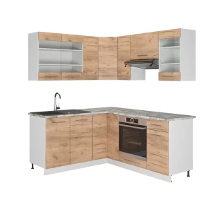 Hjørnekøkken Fame-Line Gold power eg/hvid 190 x 46 cm uden bordplade Vicco