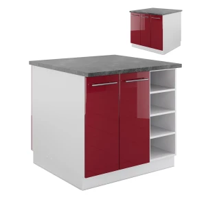 Køkkenø Fame-Line Bordeaux højglans/hvid 90 cm uden bordplade Vicco