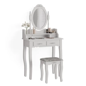 Makeupbord Meghan Hvid 75 cm med skammel Vicco