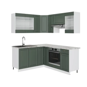 Hjørnekøkken Fame-Line Grøn-Guld Landhus/Hvid 190 x 46 cm uden bordplade Vicco