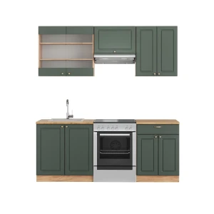 Cuisine Fame-Line Chêne vert et or/chêne doré 200cm , PT Chêne Vicco