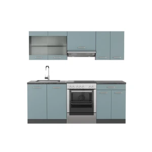 Cucina componibile R-Line Blu-grigio/antracite 200 cm Senza piano di lavoro Vicco