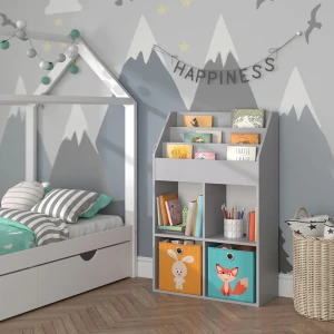 Kinderregal Luigi Grau 72 x 114.2 cm mit 2 Faltboxen livinity®