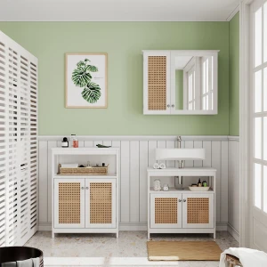 Midischrank Rosario Weiß 60 x 80 cm mit Türen und offenem Fach livinity®