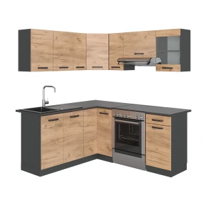 Kuchnia narożna Rick Dąb goldkraft/Antracyt 187 x 167 cm, AP Antracyt Vicco