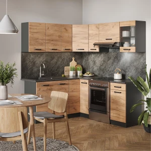 Eckküche Rick Goldkraft Eiche/Anthrazit 187 x 167 cm, AP Anthrazit livinity®