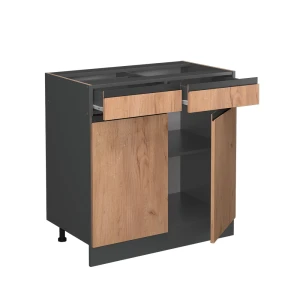 Küchenunterschrank R-Line Goldkraft Eiche 80 cm J-Shape, ohne Arbeitsplatte livinity®
