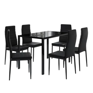 Spisebordssæt Grand Sort 120 x 75 cm Sæt med 6 Vicco