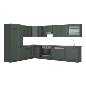 Hjørnekøkken Fame-Line Grøn-Guld Country House/Anthracit 347 x 46 cm uden bordplade Vicco