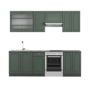 Køkkenrække Fame-Line Grøn-Guld Country House/Anthracit 240 cm , BP Antracit Vicco