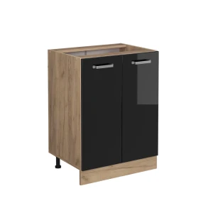Küchenunterschrank R-Line Schwarz Hochglanz 60 cm ohne Arbeitsplatte Vicco
