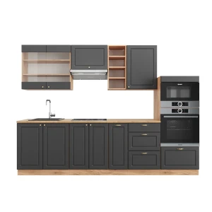 Køkkenrække Fame-Line Antracit Country House/Guld Kraft Eg 280 cm uden bordplade Vicco