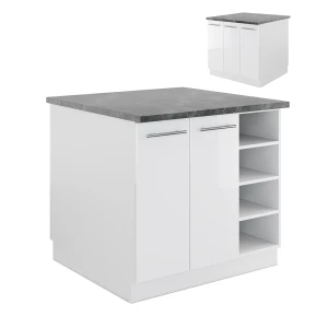 Køkkenø Fame-Line Hvid højglans/hvid 90 cm uden bordplade Vicco