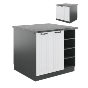 Køkkenø Fame-Line Hvidt landhus/antracit 90 cm uden bordplade Vicco