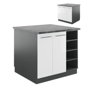 Køkkenø Fame-Line Hvid højglans/antracit 90 cm uden bordplade Vicco