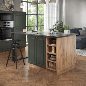 Kücheninsel Fame-Line Grün-Gold Landhaus/Goldkraft Eiche 90 cm ohne Arbeitsplatte livinity®