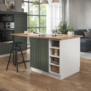 Kücheninsel Fame-Line Grün-Gold Landhaus/Weiß 90 cm ohne Arbeitsplatte livinity®