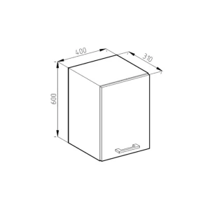 Hängeschrank R-Line Goldkraft Eiche 40 cm J-Shape Vicco