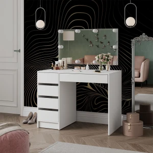 Schminktisch Thalia Weiß 100 cm mit LED Beleuchtung livinity®