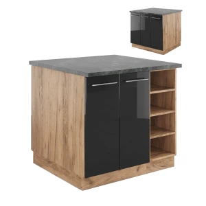 Køkkenø Fame-Line Antracit højglans/guld power oak 90 cm uden bordplade Vicco