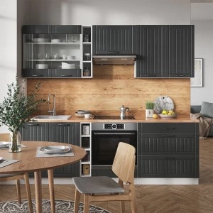 Küchenzeile Fame-Line Anthrazit Landhaus/Weiß 235 cm , AP Anthrazit livinity®