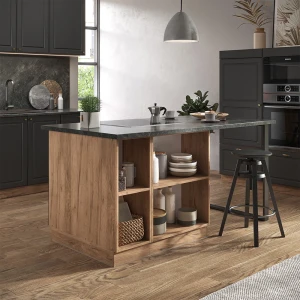 Kücheninsel Fame-Line Anthrazit Landhaus/Goldkraft Eiche 90 cm mit Schublade, ohne Arbeitsplatte livinity®