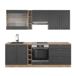 Køkkenrække Fame-Line Antracit Country House/Guld Kraft Eg 235 cm uden bordplade Vicco