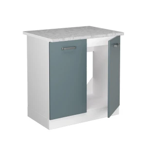 Spülenunterschrank R-Line Blau-Grau 80 cm , AP Marmor livinity®