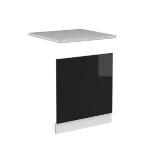 Frontblende R-Line Schwarz Hochglanz 60 cm , AP Marmor Vicco