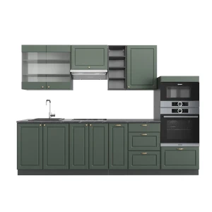 Køkkenrække Fame-Line Grøn-Guld Country House/Anthracit 280 cm , BP Antracit Vicco
