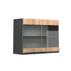 Køkkenskab med glas R-Line Gold power oak 80 cm J-form Vicco