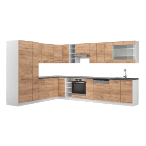 Hoekkeuken Fame-Line Eik goud/wit 347 x 60 cm , WB Antraciet Vicco