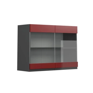 Køkkenskab med glas R-Line Rød 80 cm J-form Vicco