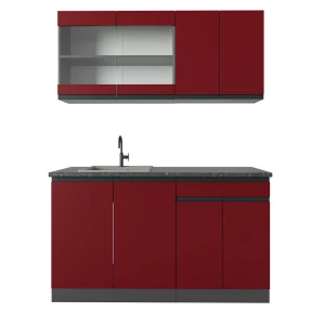 Singlekøkken R-Line Rød/antracit 140 cm J-form Vicco