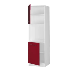 Herdumbauschrank Fame-Line Bordeaux Hochglanz 60 cm mit offenem Regal livinity®