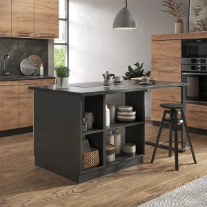 Kücheninsel Fame-Line Goldkraft Eiche/Anthrazit 90 cm mit Schublade, ohne Arbeitsplatte livinity®
