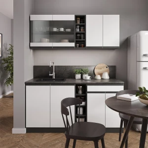Singleküche R-Line Weiß/Anthrazit 160 cm J-Shape livinity®