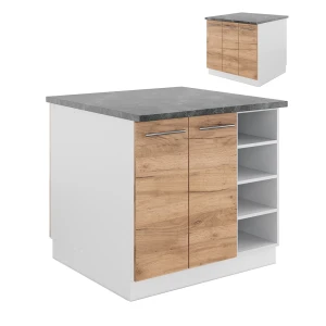 Køkkenø Fame-Line Gold power eg/hvid 90 cm uden bordplade Vicco