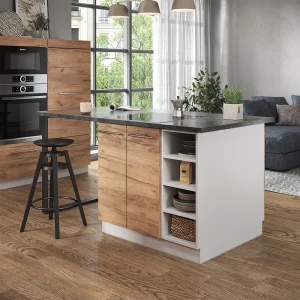 Kücheninsel Fame-Line Goldkraft Eiche/Weiß 90 cm ohne Arbeitsplatte livinity®