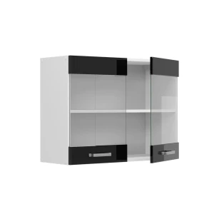 Küchenglasschrank R-Line Schwarz Hochglanz 80 cm livinity®