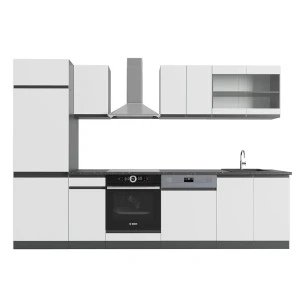 Køkkenrække R-Line Hvid/antracit 300 cm J-form Vicco