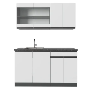 Singlekøkken R-Line Hvid/antracit 140 cm J-form Vicco